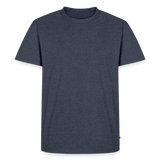 Premium Darts-T-Shirt fuer Maenner Motiv "Don't Pray" (Druck hinten dunkel) - Jeansblau 