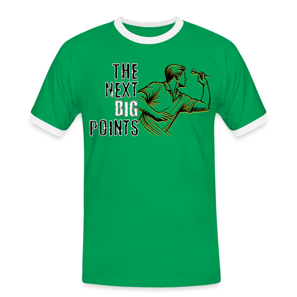 Kontrast Darts T-Shirt Motiv "Next Big Points" fuer maenner (druck vorne) - Kelly Green/Weiß