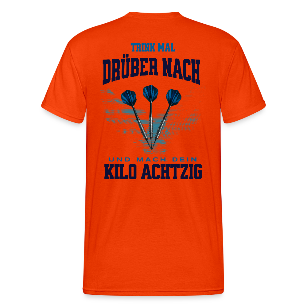 Gildan Darts T-Shirt Motiv "Kilo Achtzig" fuer maenner (druck hinten) - kräftig Orange