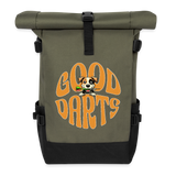 Darts-Rolltop-Rucksack Motiv "Good Darts" - Olive/Schwarz