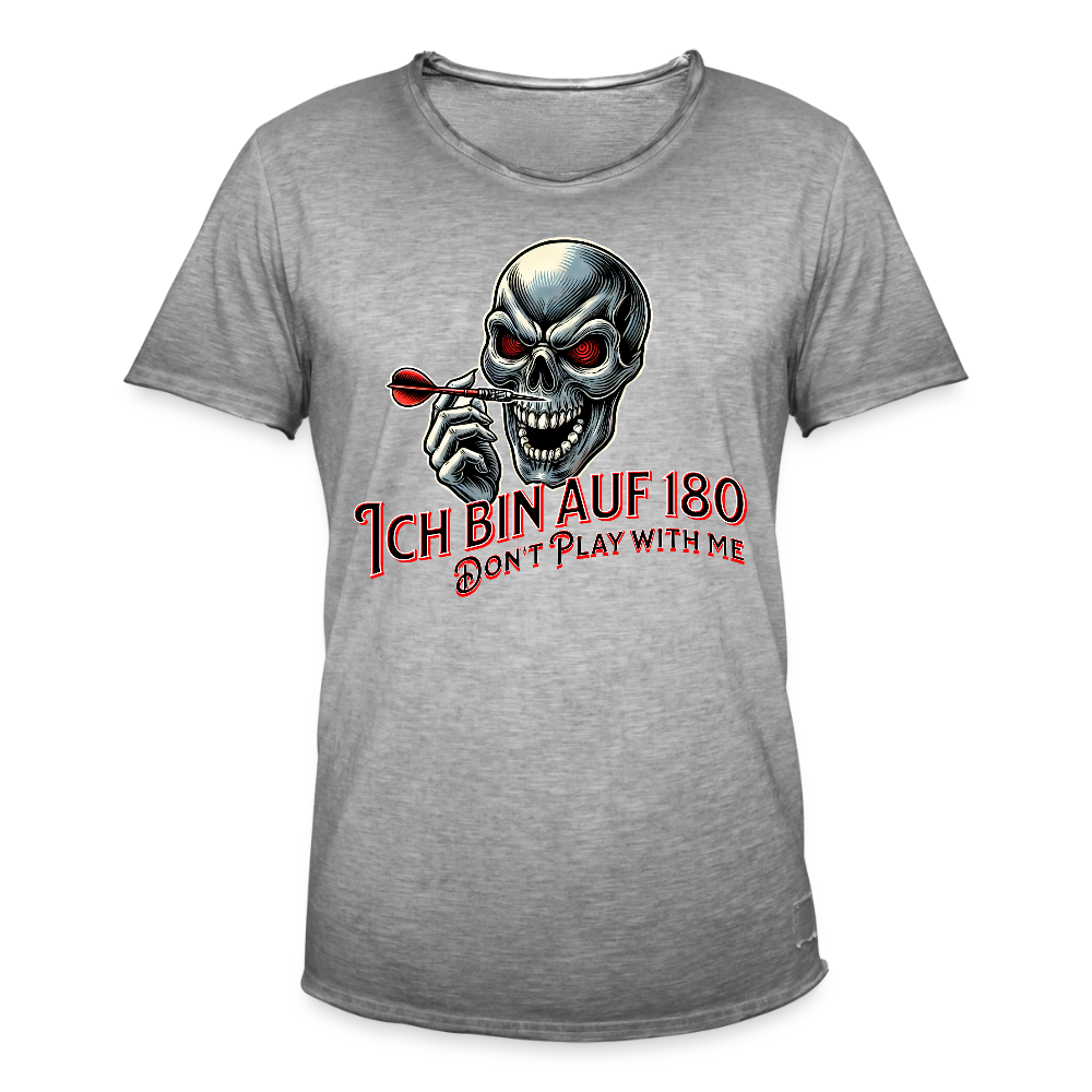 Vintage Darts T-Shirt Motiv "Auf 180" fuer Maenner (druck vorne) - Vintage Grau