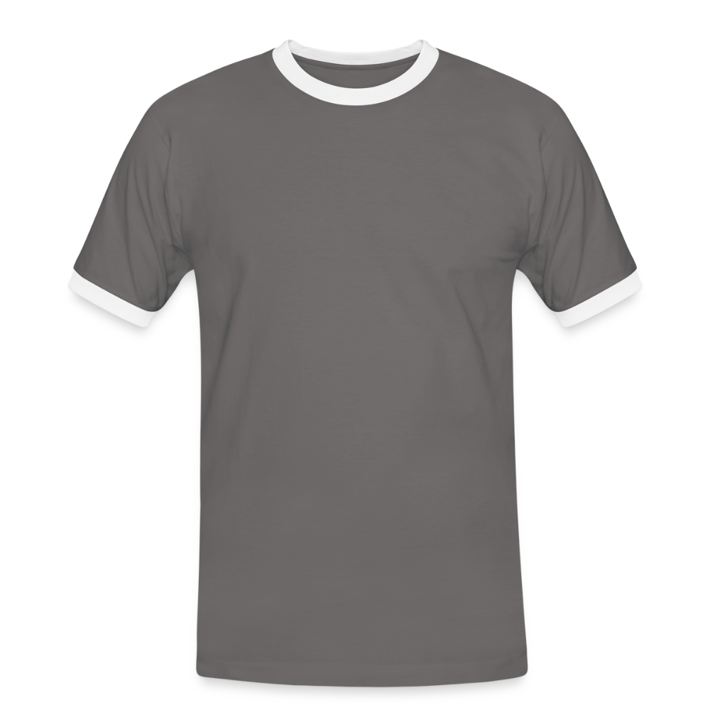 Kontrast Fun T-Shirt fuer Maenner Motiv "Ha du Grasdaggl" (Druck hinten) - Dunkelgrau/Weiß