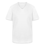 Bio-Darts T-Shirt fuer maenner mit V-Ausschnitt Motiv "Only God" (Druck hinten) - Weiß