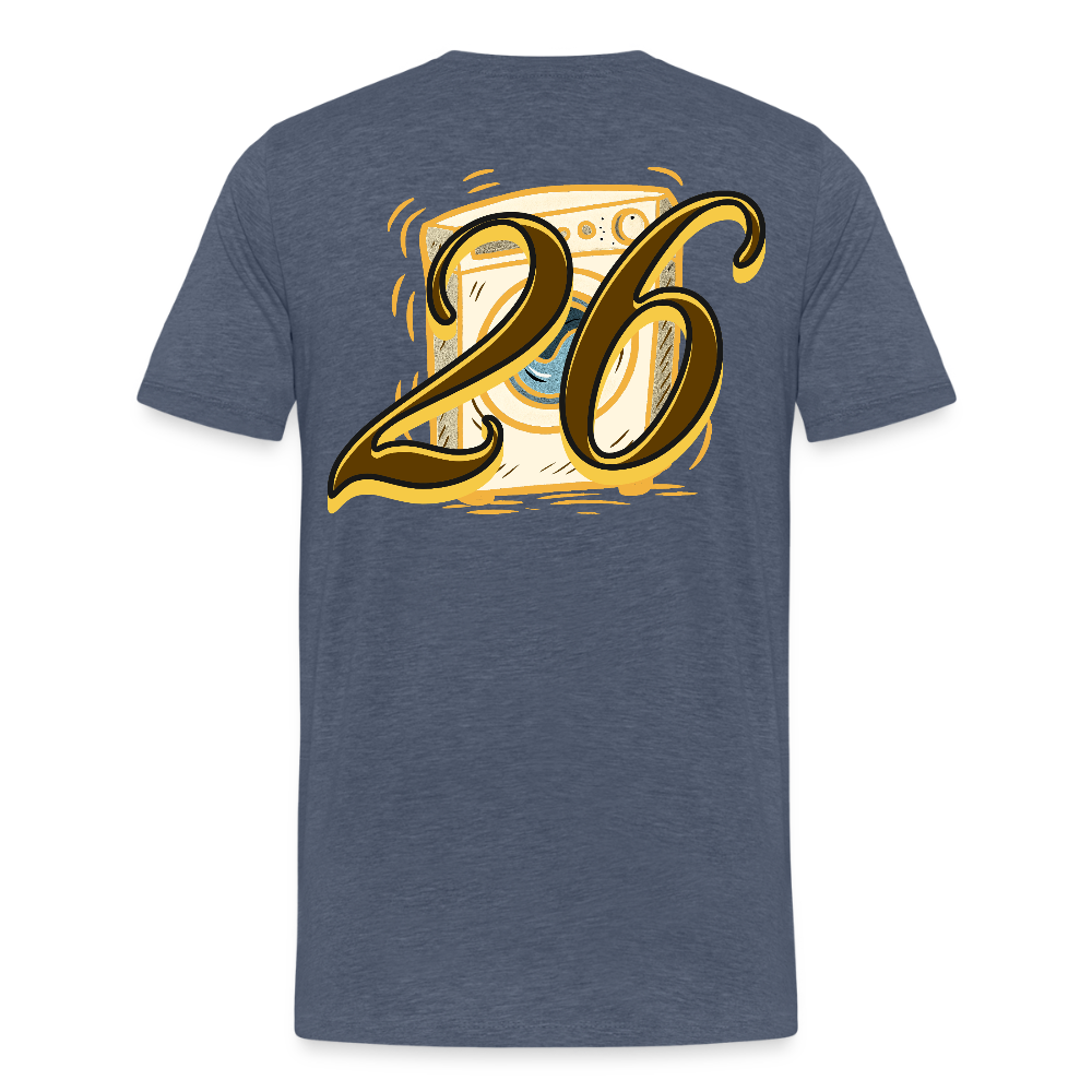 Kontrast Darts T-Shirt Motiv "Waschmaschine 1" fuer maenner (druck hinten)) - Blau meliert