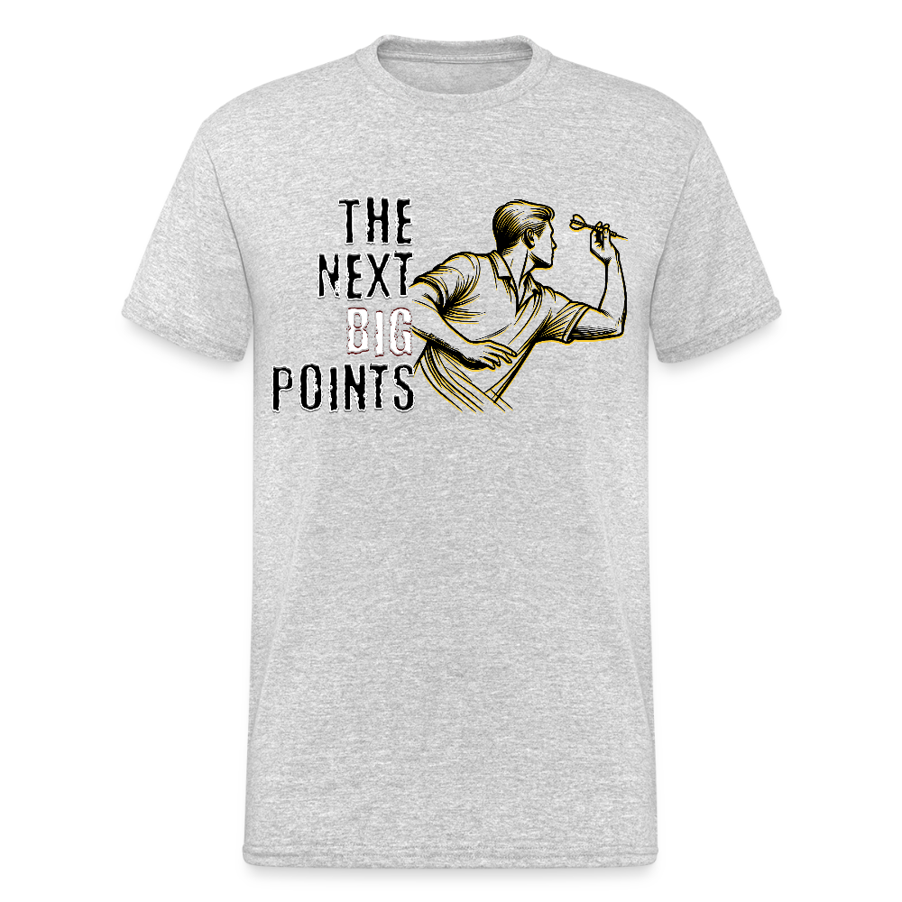 Gildan Heavy Darts T-Shirt Motiv "Next Big Points" fuer maenner (druck vorne) - Grau meliert