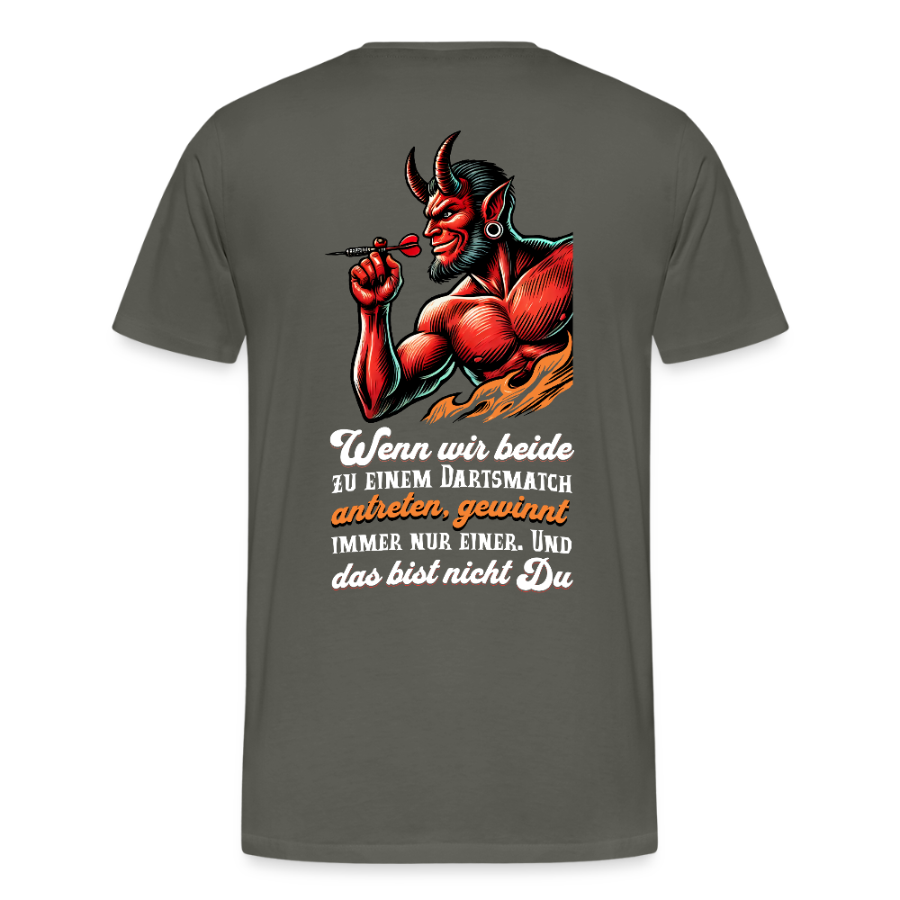 Darts-T-Shirt Motiv "Matchwinner" fuer maenner (Druck hinten, dunkle stoffe) - Asphalt