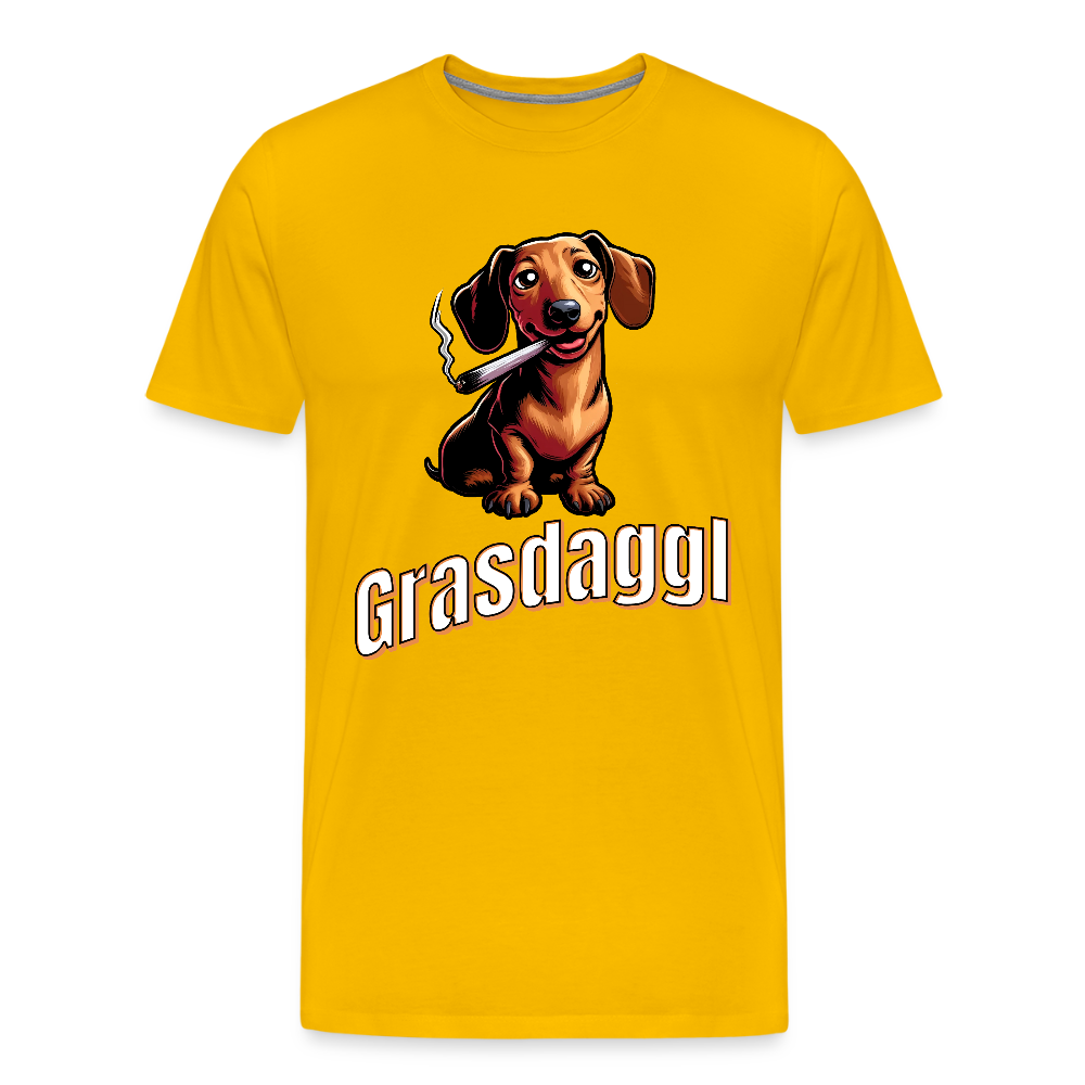 Maenner Fun T-Shirt Motiv "Grasdaggl" (Druck vorne) - Sonnengelb