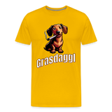 Maenner Fun T-Shirt Motiv "Grasdaggl" (Druck vorne) - Sonnengelb