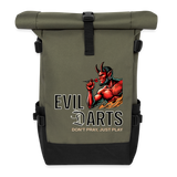 Darts-Rolltop-Rucksack Motiv "Evil Darts" - Olive/Schwarz
