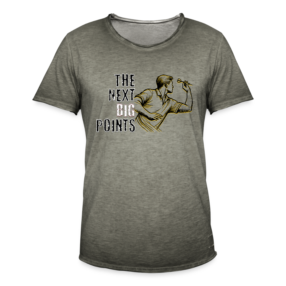 Vintage Darts T-Shirt Motiv "Next Big Points" (Druck vorne) - Vintage Khaki