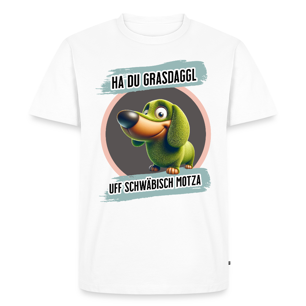 Maenner Fun T-Shirt Motiv "Ha du Grasdaggl" - Weiß