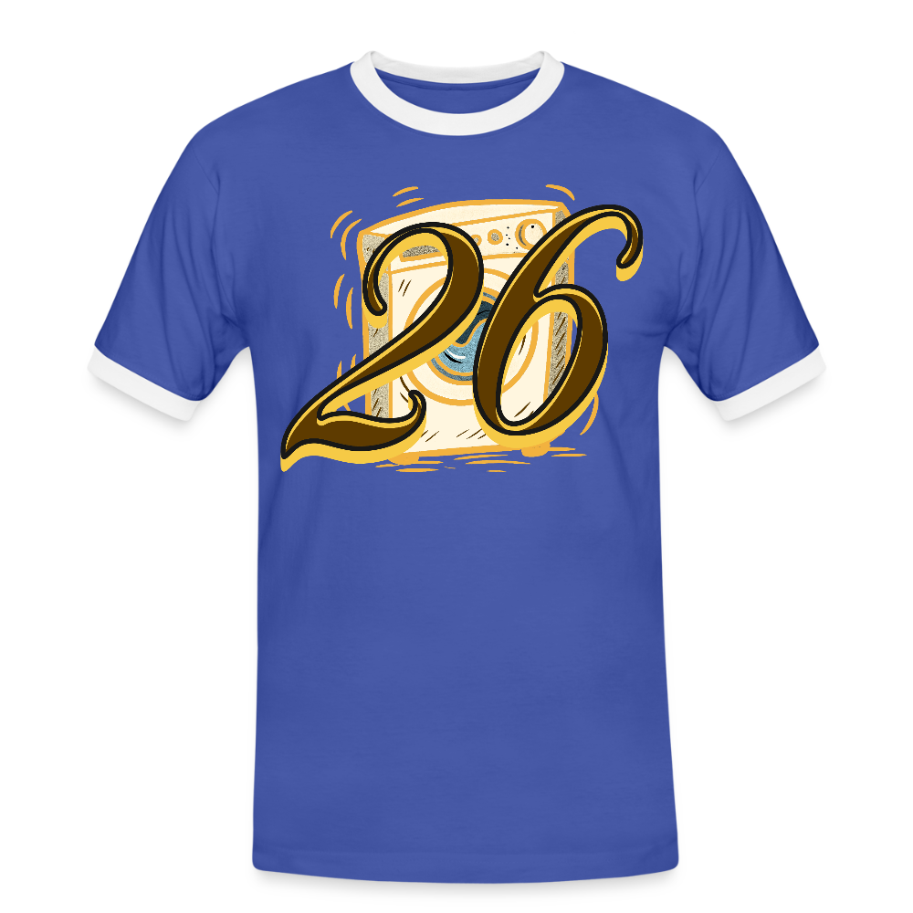 Kontrast Darts T-Shirt Motiv Waschmaschine 1 fuer Maenner druck vorne - Blau/Weiß