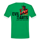 Kontrast Darts-T-Shirt fuer Maenner Motiv "Don't Pray" (Druck hinten) - Kelly Green/Weiß