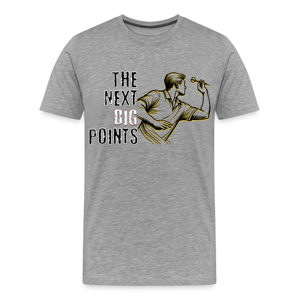 Premium Darts T-Shirt Motiv "Next Big Points" - Grau meliert