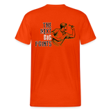 Gildan Heavy Darts T-Shirt Motiv "Next Big Points" fuer maenner (druck hinten) - kräftig Orange