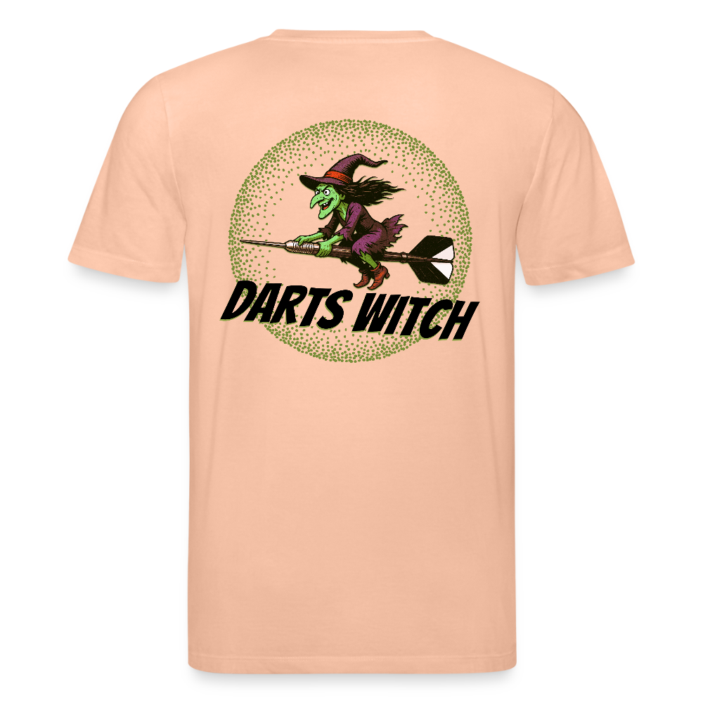 Unisex Darts-T-Shirt Motiv "Darts Witch" (druck hinten) - Pfirsich