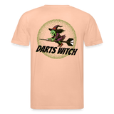 Unisex Darts-T-Shirt Motiv "Darts Witch" (druck hinten) - Pfirsich