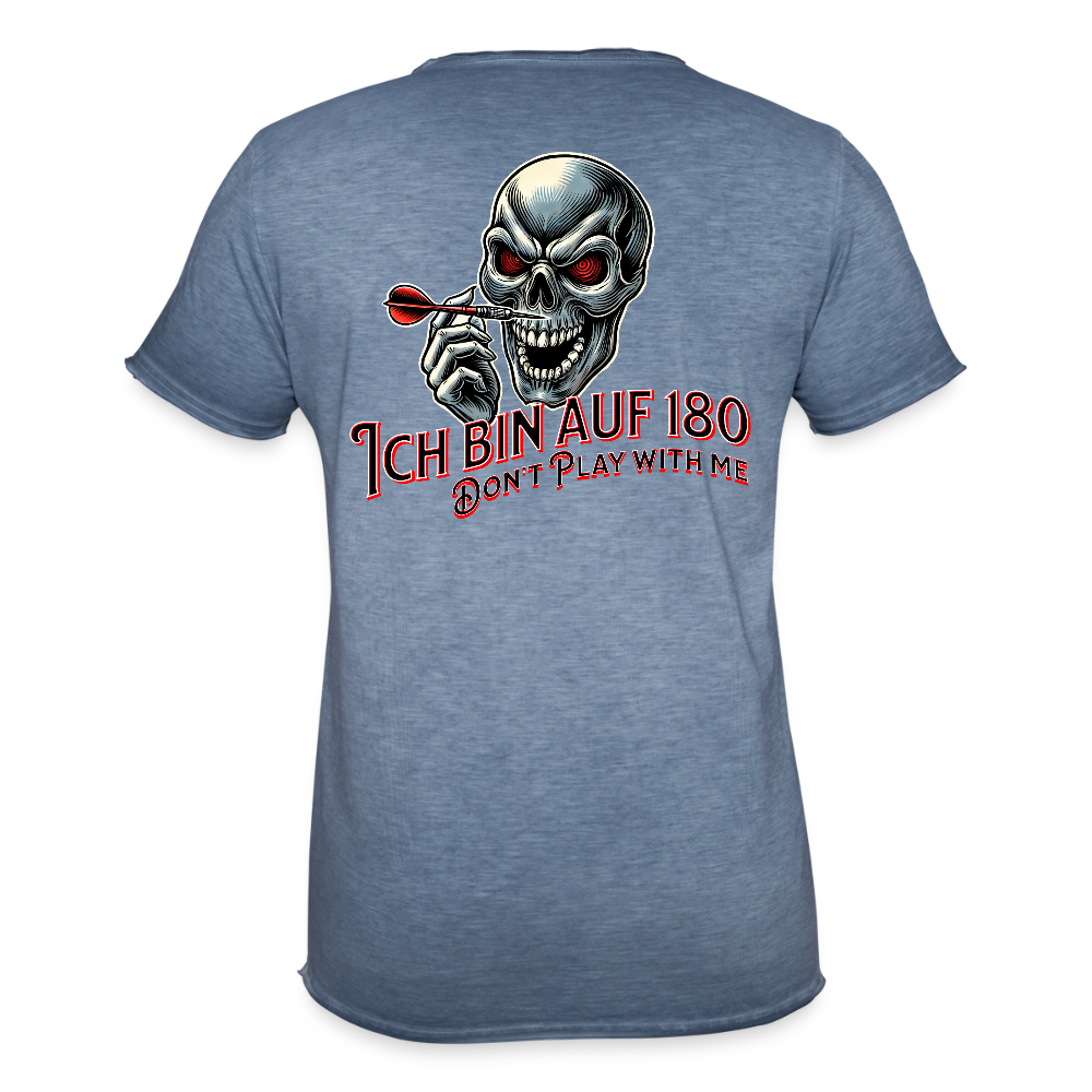 Vintage Darts T-Shirt Motiv "Auf 180" fuer Maenner (druck hinten) - Vintage Denim