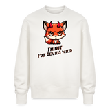 Unisex Pullover Denglisch Motiv "Fox Devils Wild" (Druck vorne) - OFF WHITE