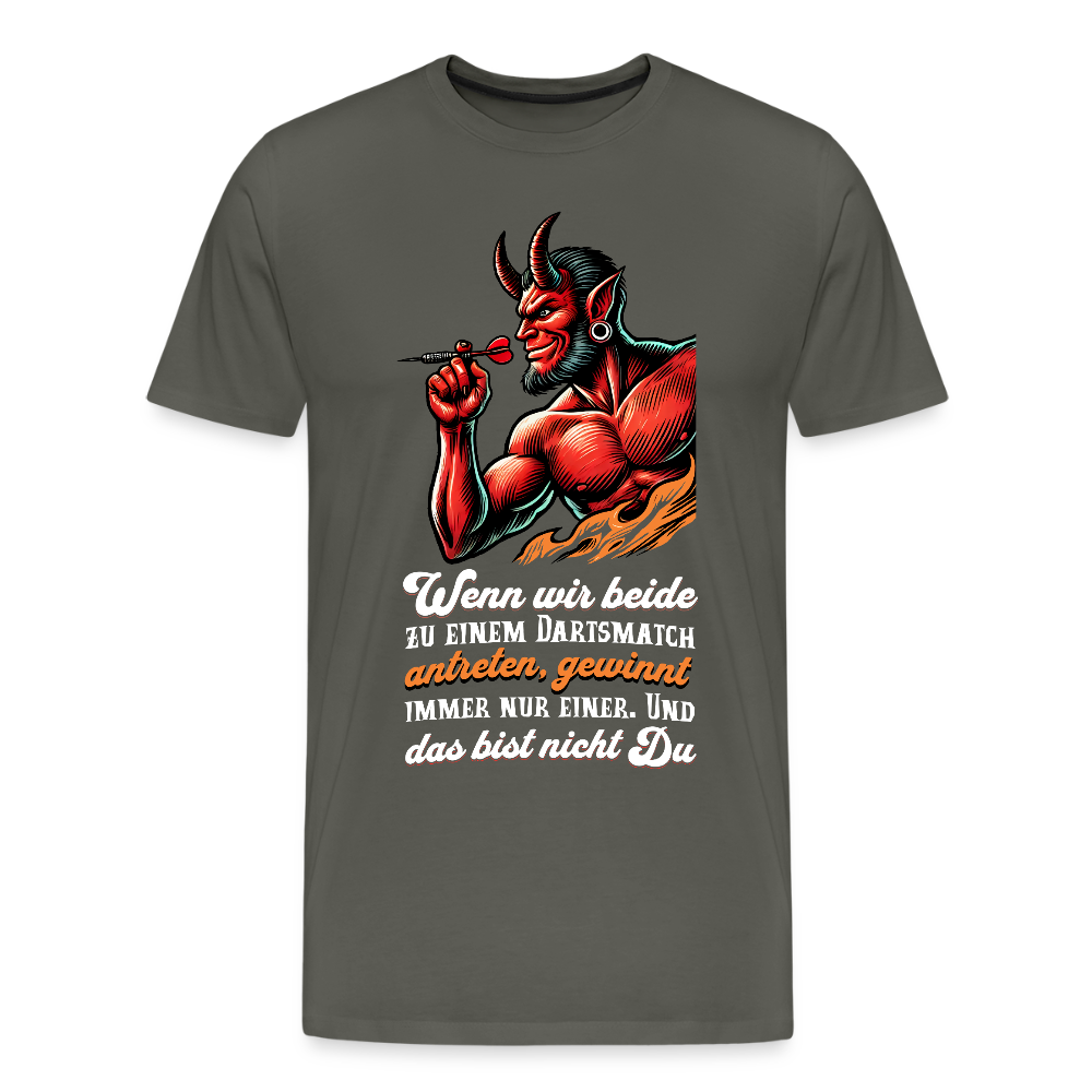 Darts-T-Shirt Motiv "Matchwinner" fuer maenner (Druck vorne, dunkle stoffe) - Asphalt