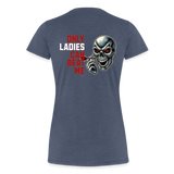 Premium Darts-T-Shirt Motiv "Only Ladies Skull" - Blau meliert