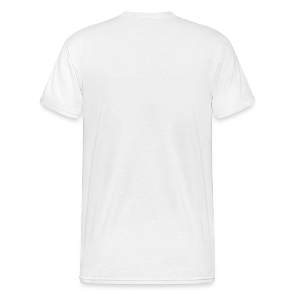 Gildan Heavy Darts-T-Shirt Motiv "Only God" fuer maenner (druck vorne) - Weiß