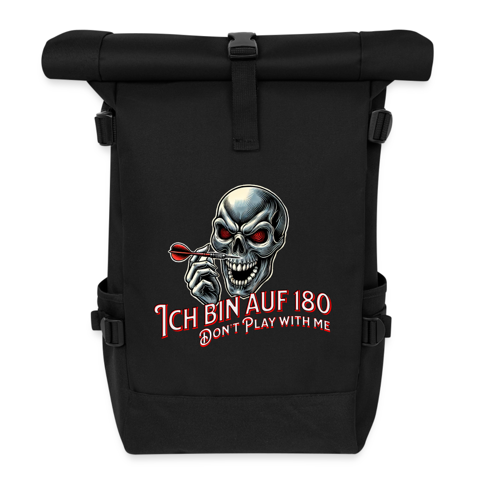 Rolltop-Darts-Rucksack Motiv "auf 180" - Schwarz