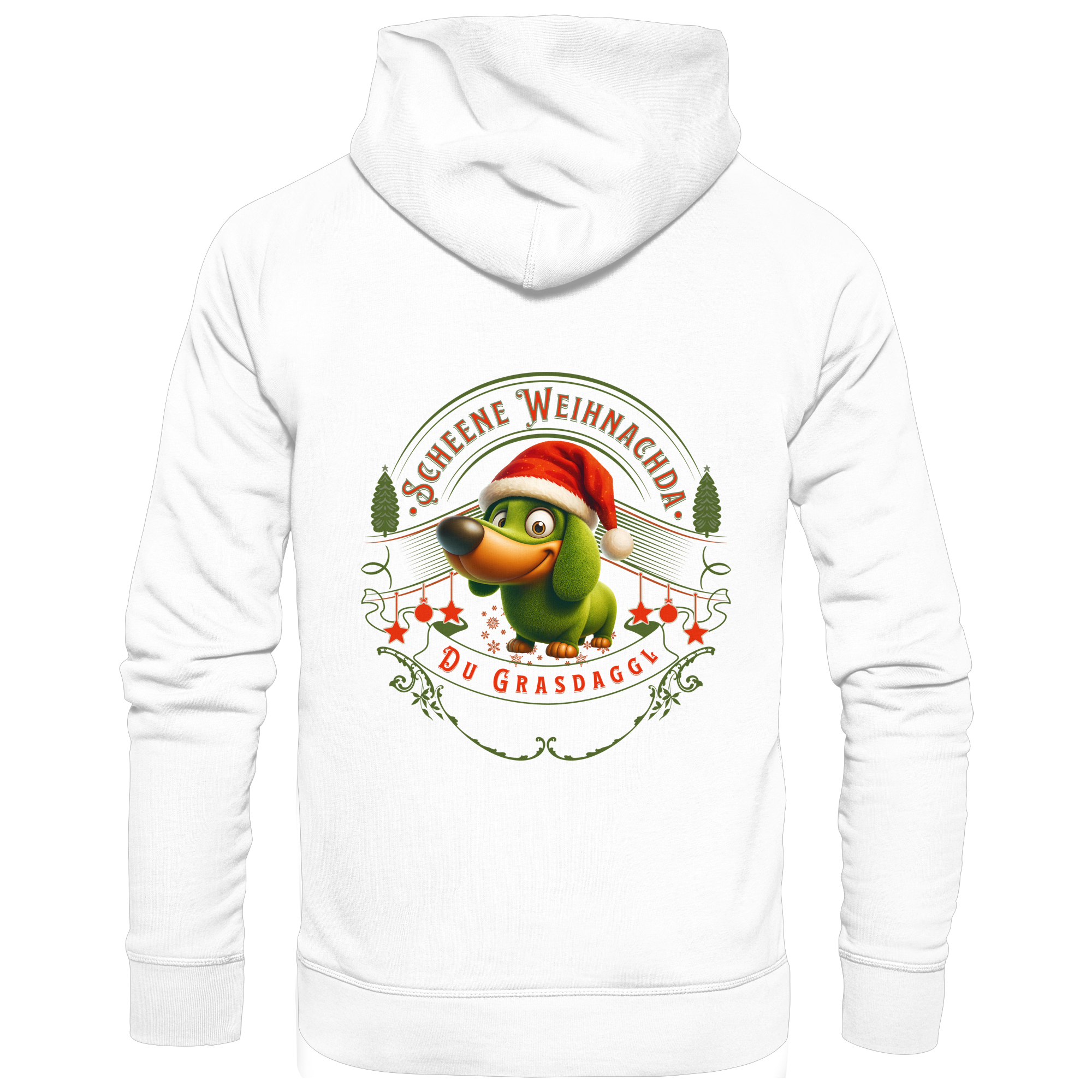 Fun-Hoodie Motiv "Grasdaggl Weihnachda" (Druck hinten)