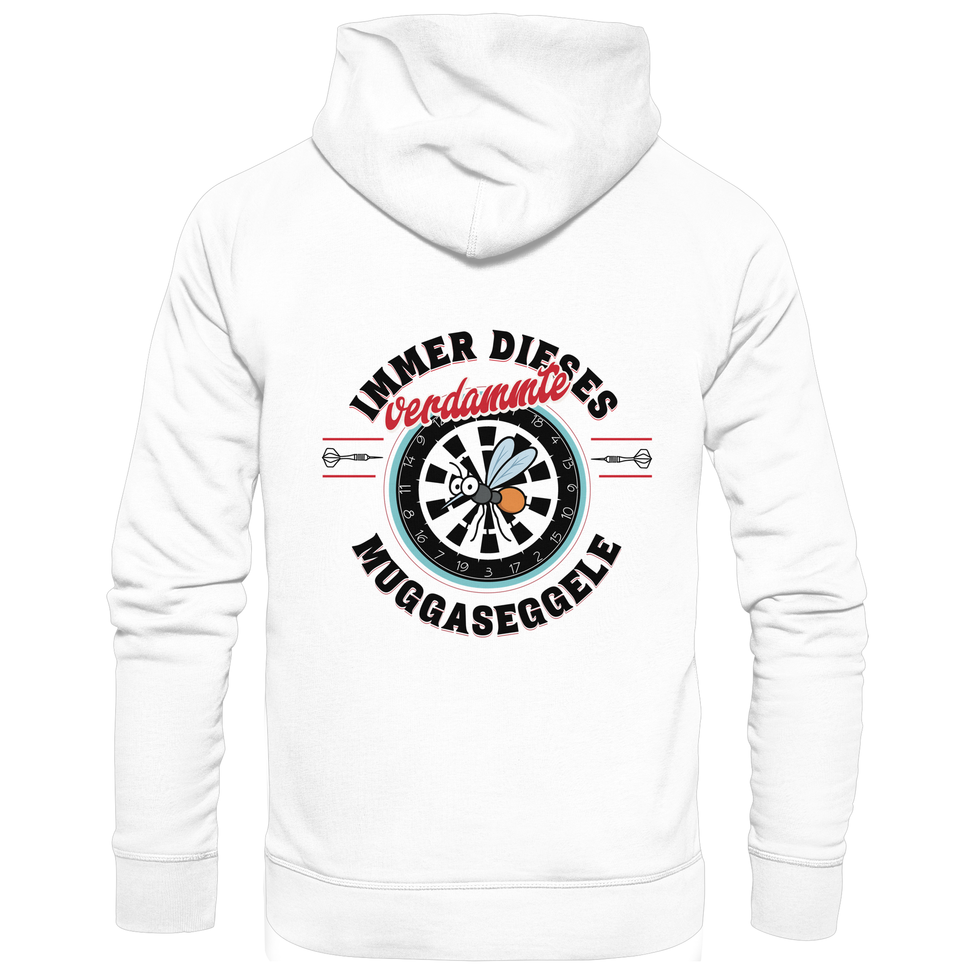 Darts-Hoodie Motiv "Muggaseggele" (Druck hinten)