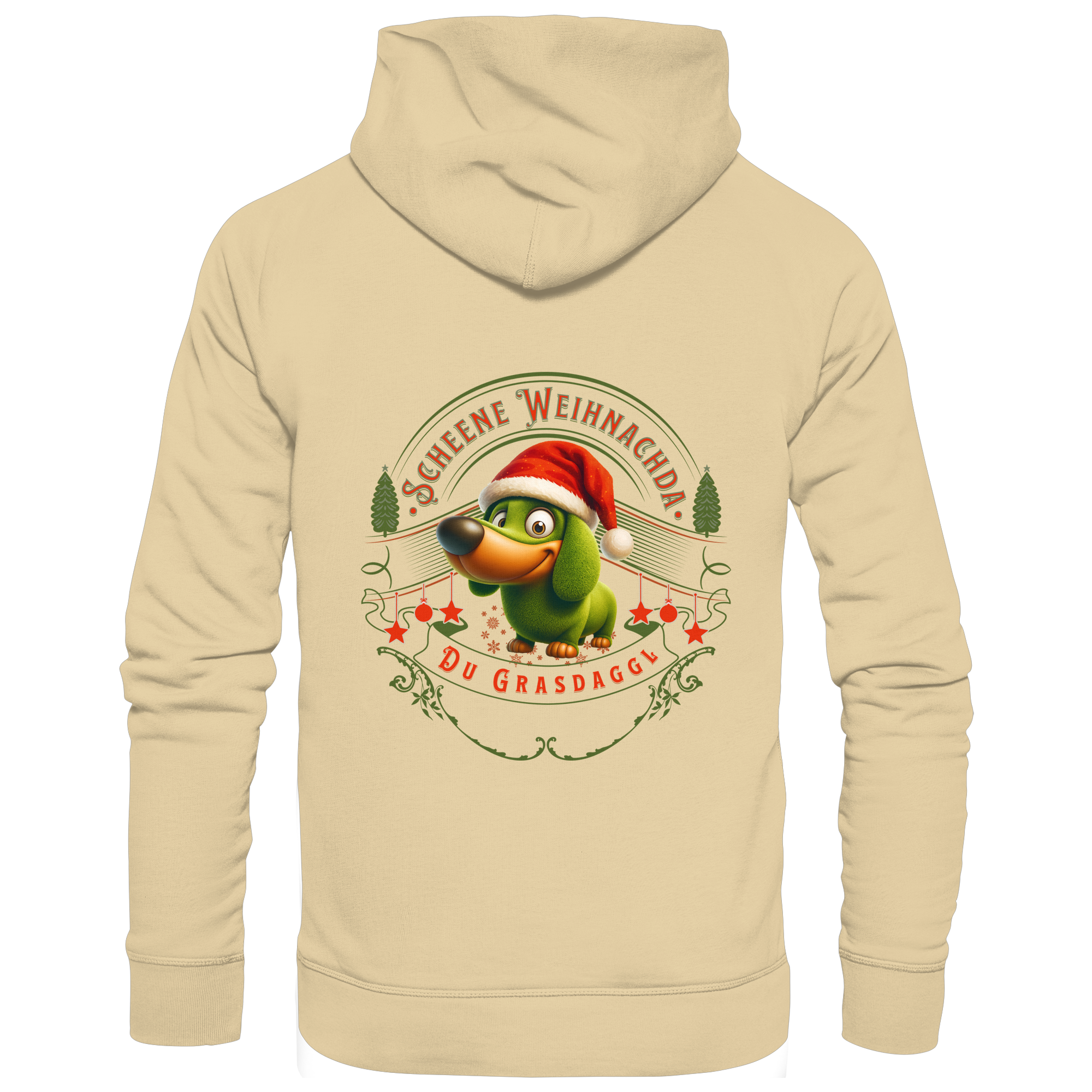 Fun-Hoodie Motiv "Grasdaggl Weihnachda" (Druck hinten)