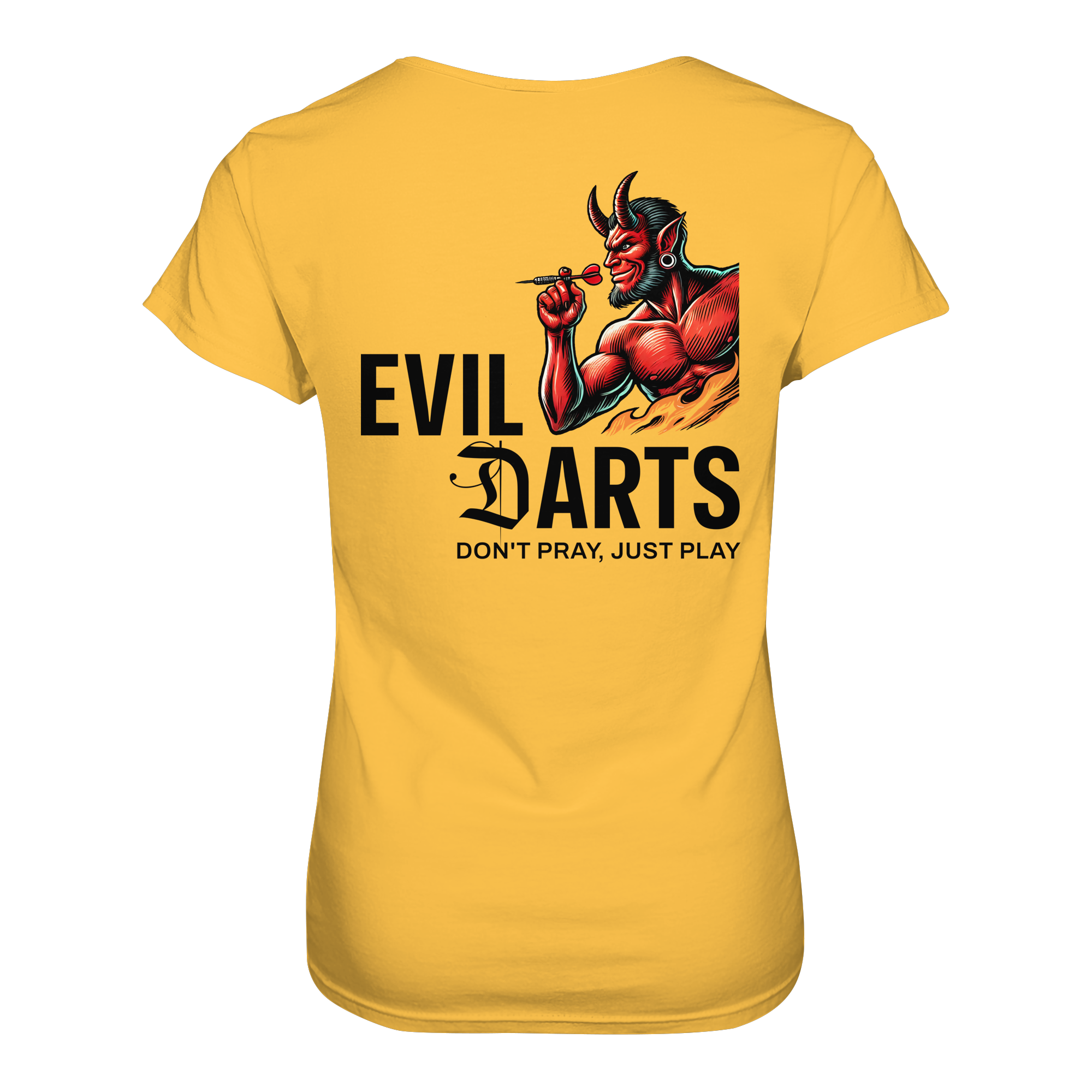 Damen Darts-T-Shirt Motiv "Evil Darts" (Druck hinten)