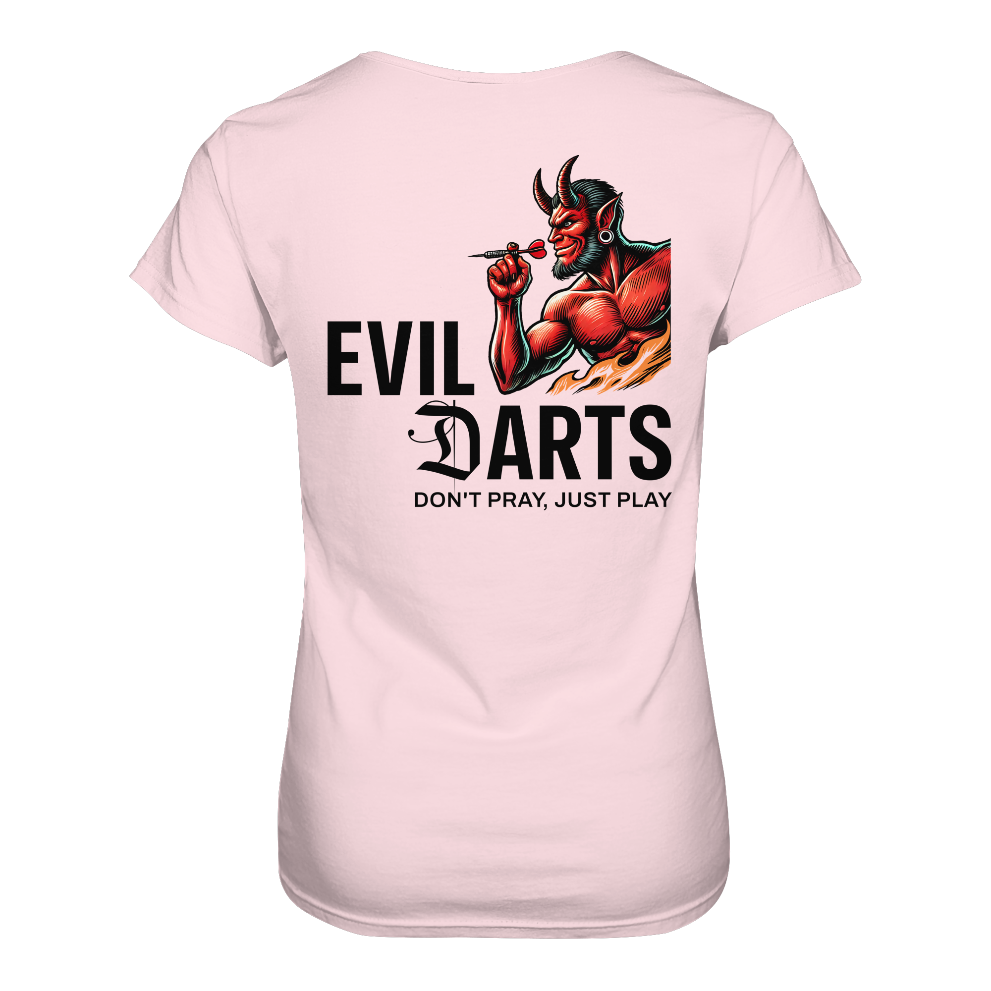 Damen Darts-T-Shirt Motiv "Evil Darts" (Druck hinten)