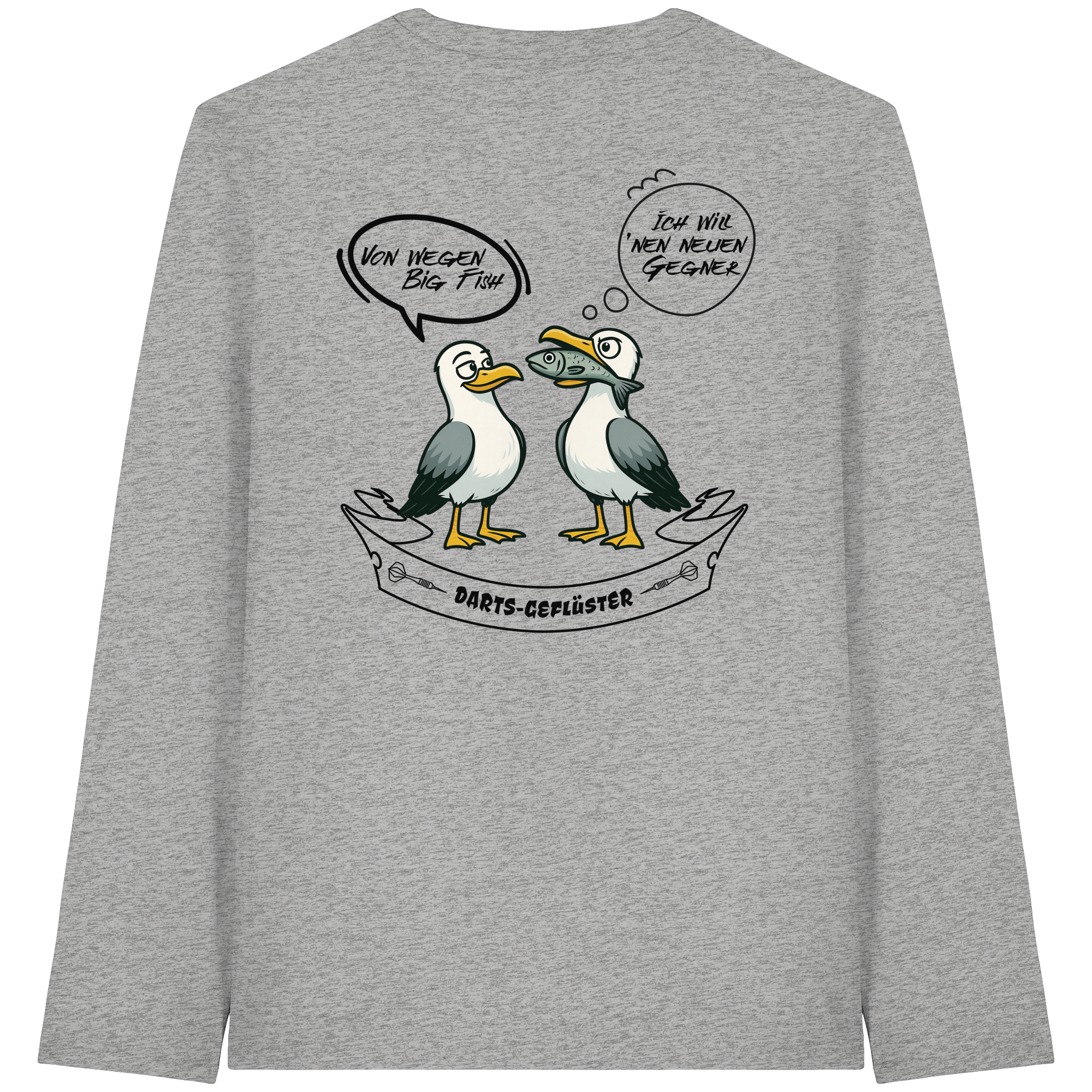 Darts-Langarmshirt Motiv "Big Fish" (Druck hinten)