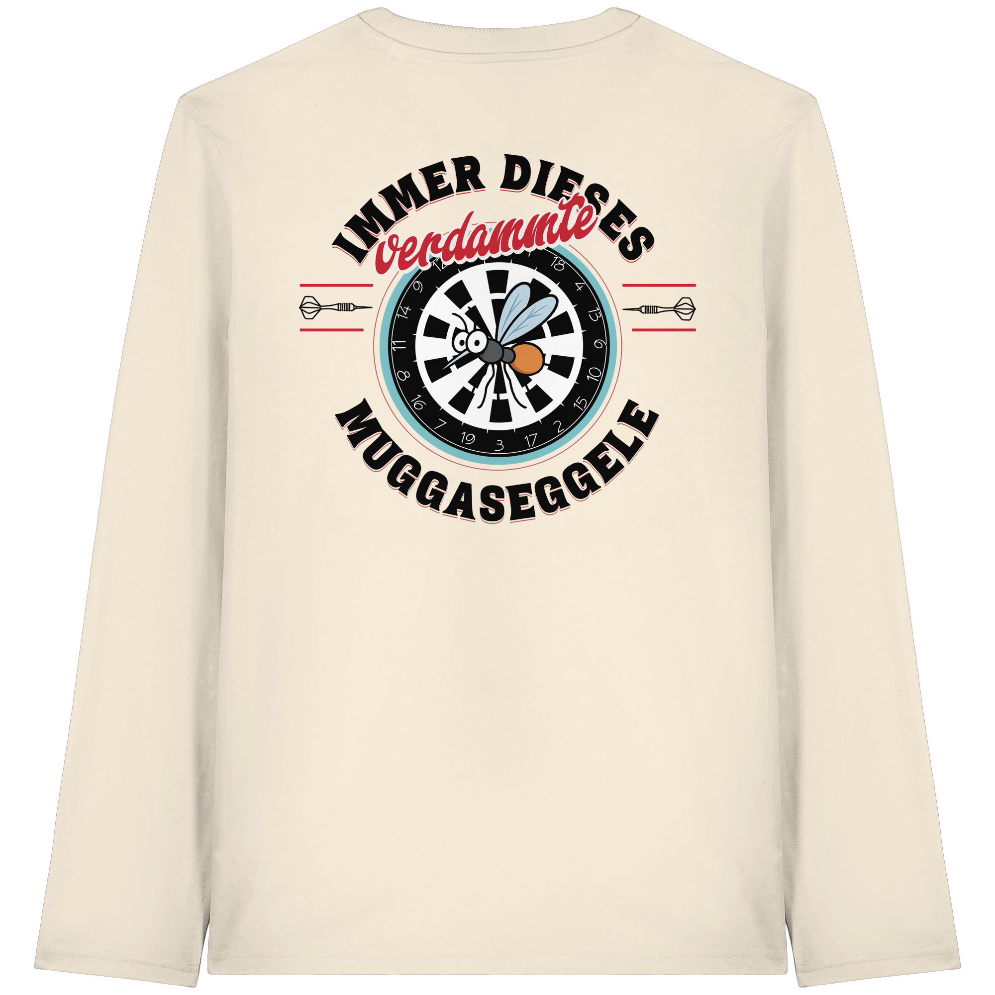 Darts-Langarmshirt Motiv "Muggaseggele" (Druck hinten)