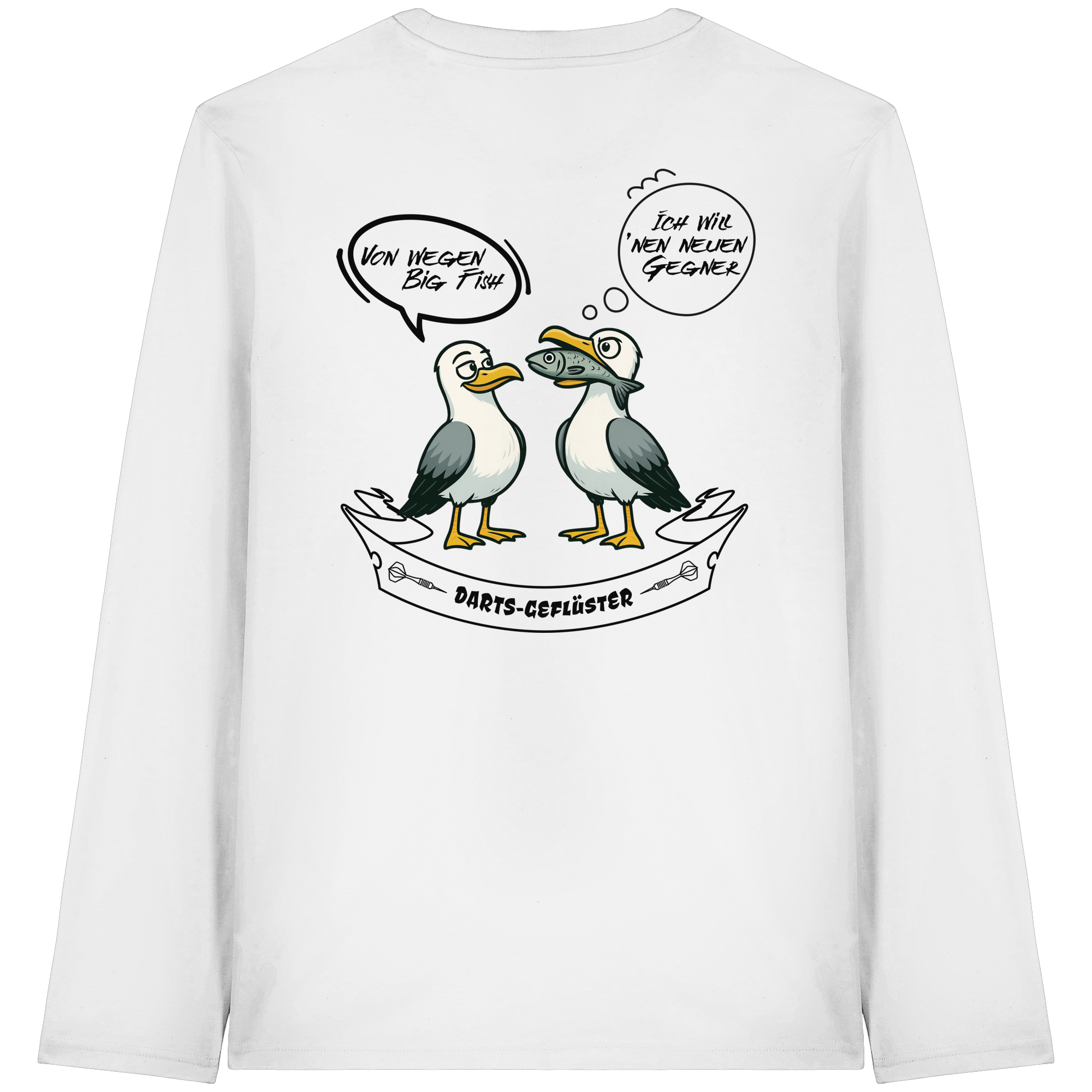 Darts-Langarmshirt Motiv "Big Fish" (Druck hinten)