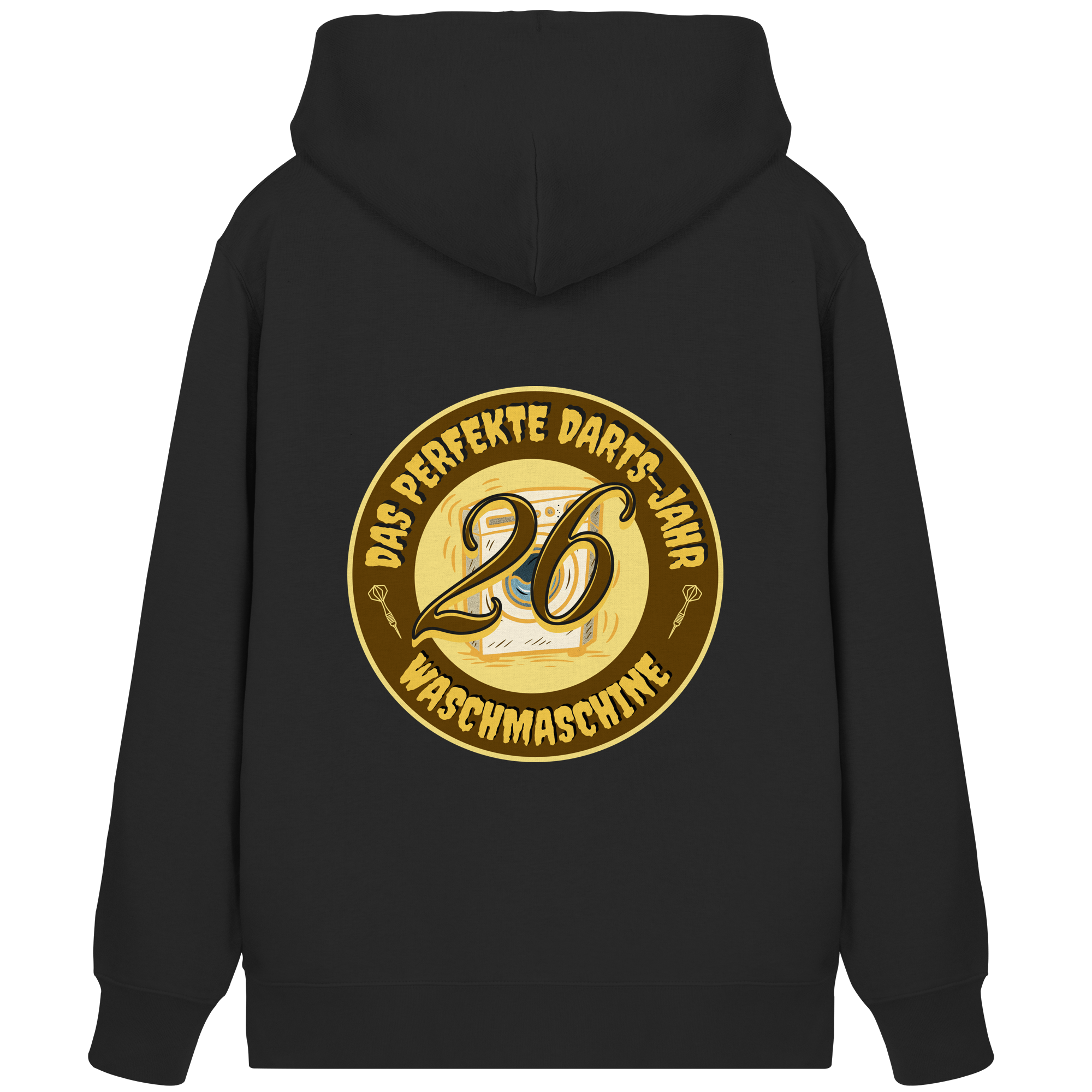 Darts-Kapuzenjacke Motiv "Perfektes Dartsjahr" (Druck hinten)