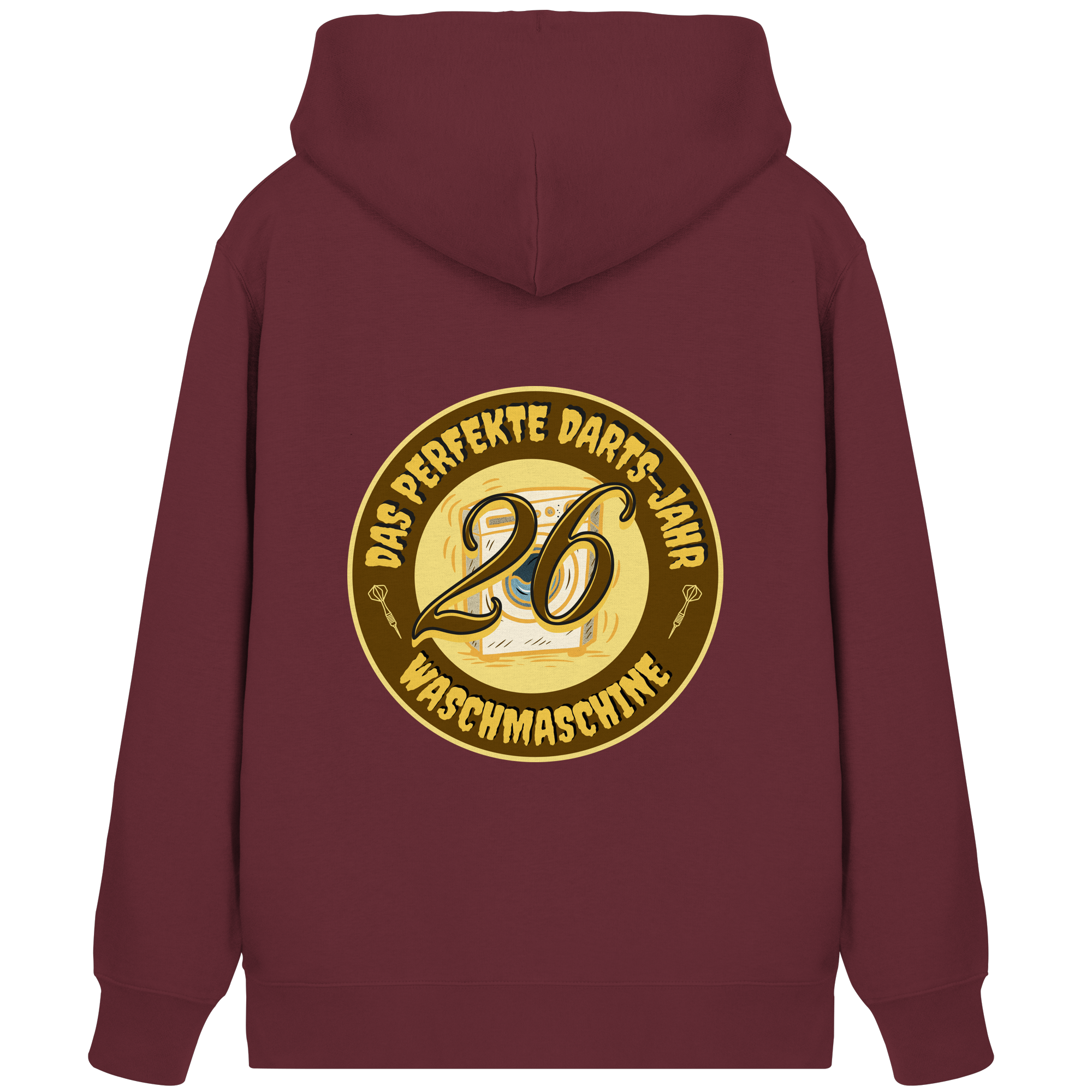 Darts-Kapuzenjacke Motiv "Perfektes Dartsjahr" (Druck hinten)