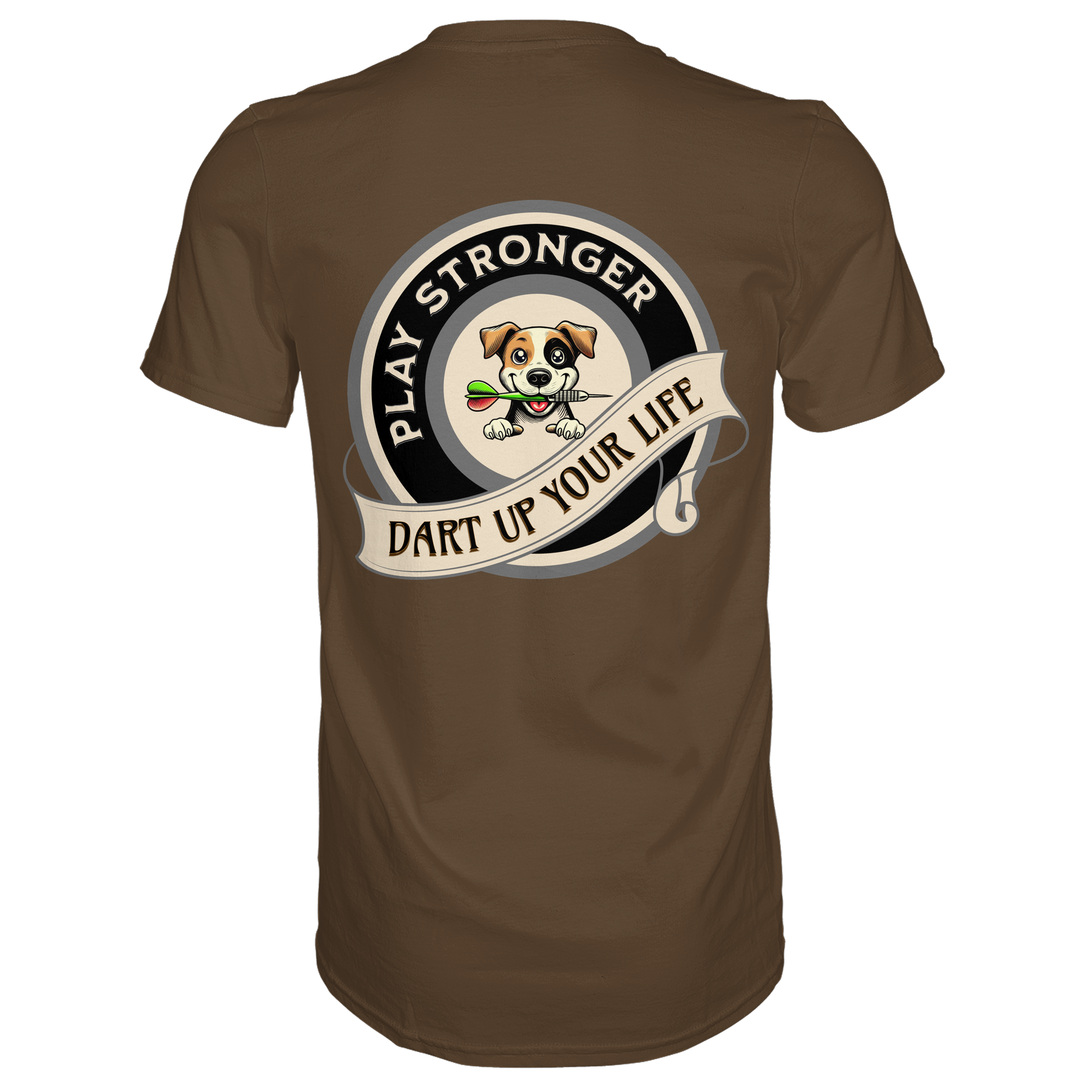 Darts-T-Shirt Motiv "Play Stronger" (Druck hinten)