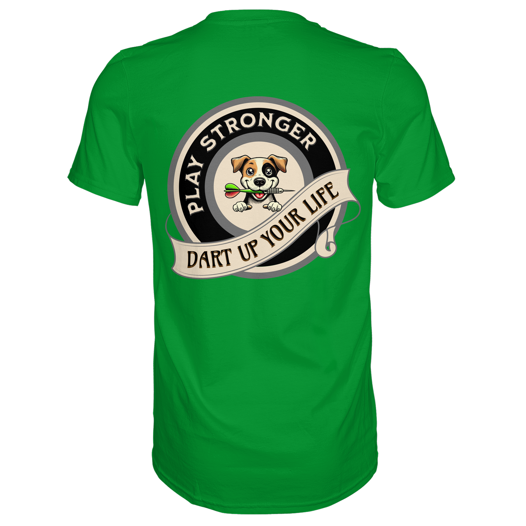 Darts-T-Shirt Motiv "Play Stronger" (Druck hinten)