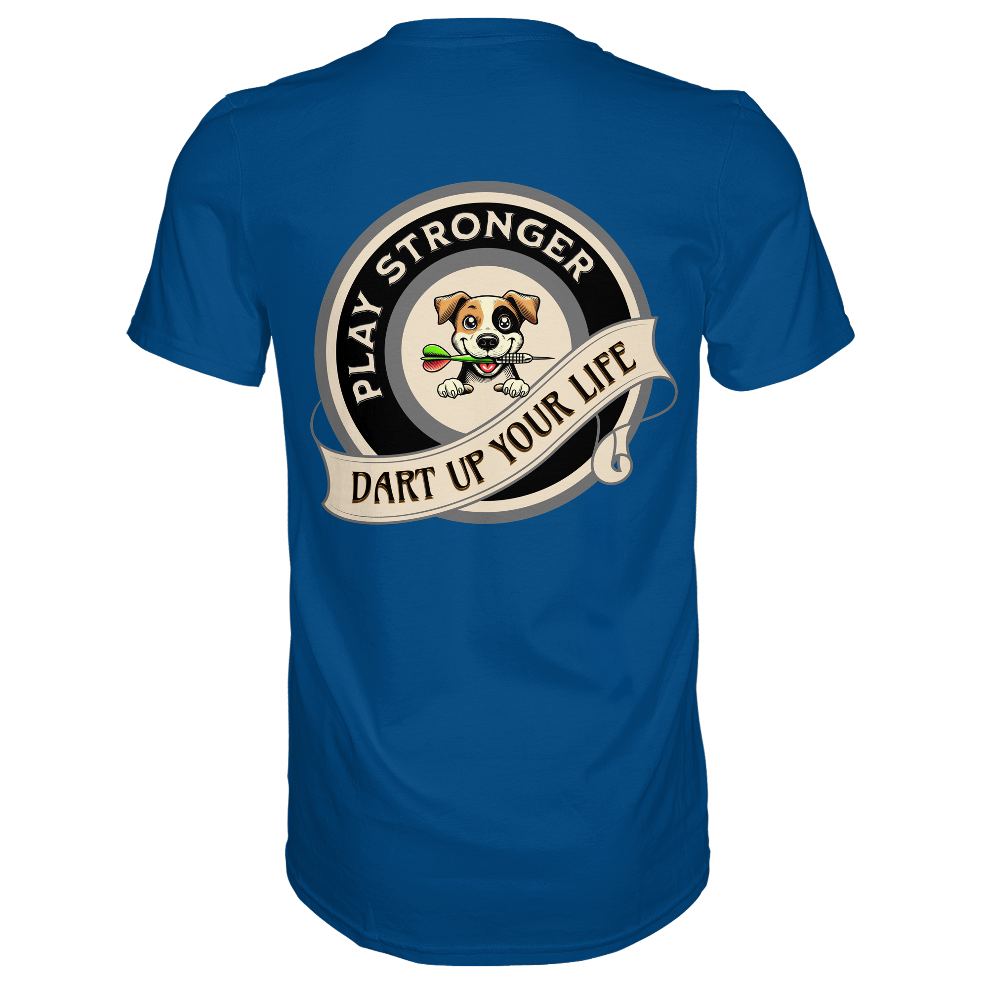 Darts-T-Shirt Motiv "Play Stronger" (Druck hinten)