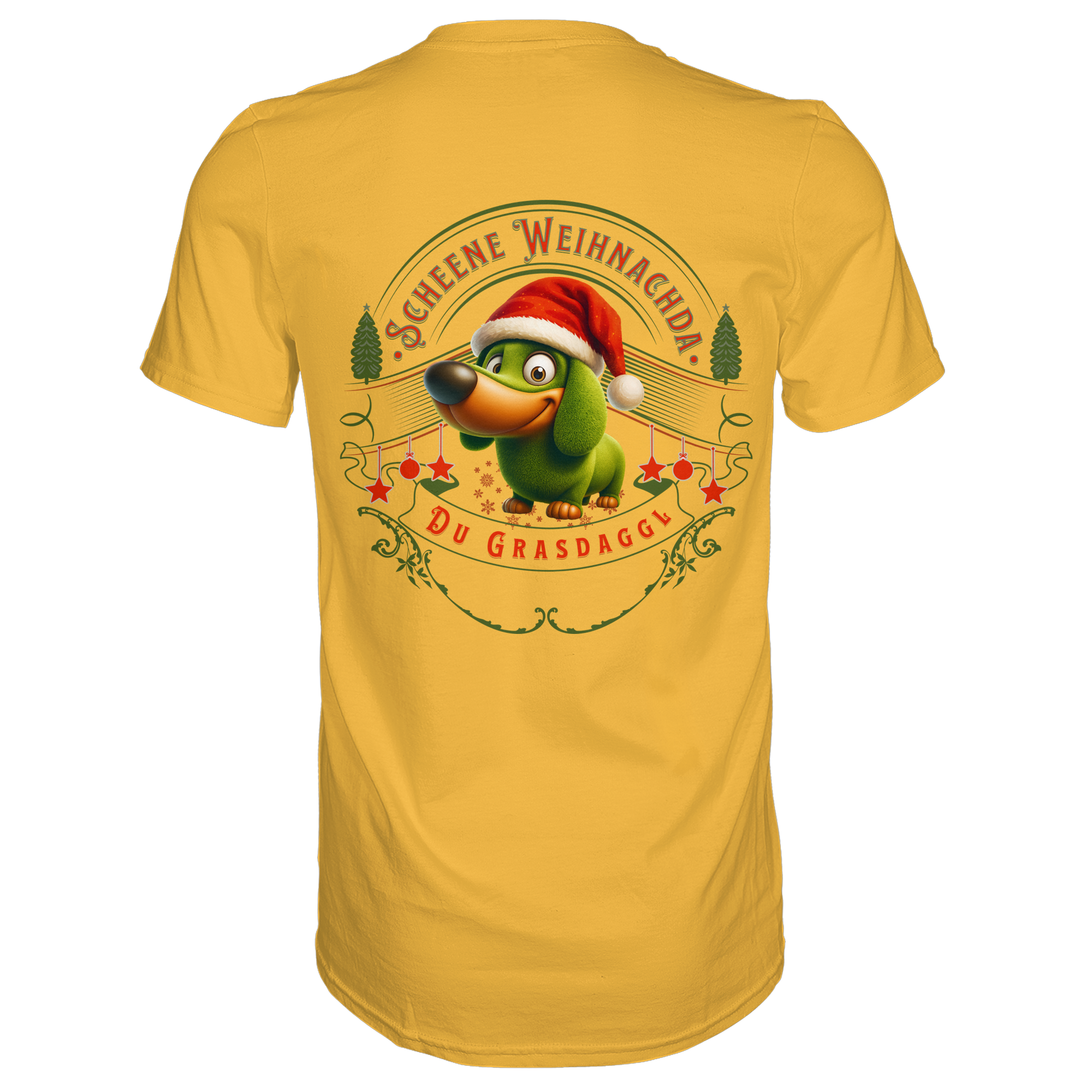 Fun-T-Shirt Motiv "Grasdaggl Weihnachda" (Druck hinten)