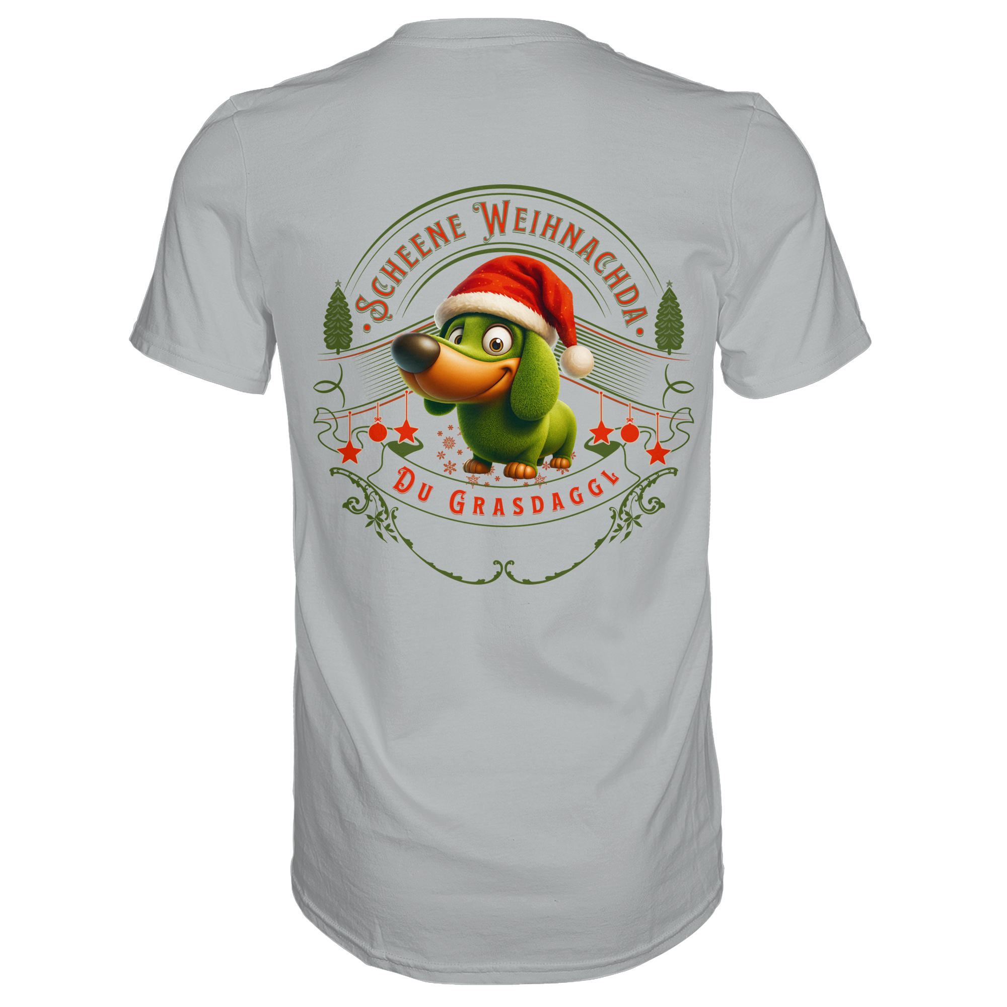 Fun-T-Shirt Motiv "Grasdaggl Weihnachda" (Druck hinten)