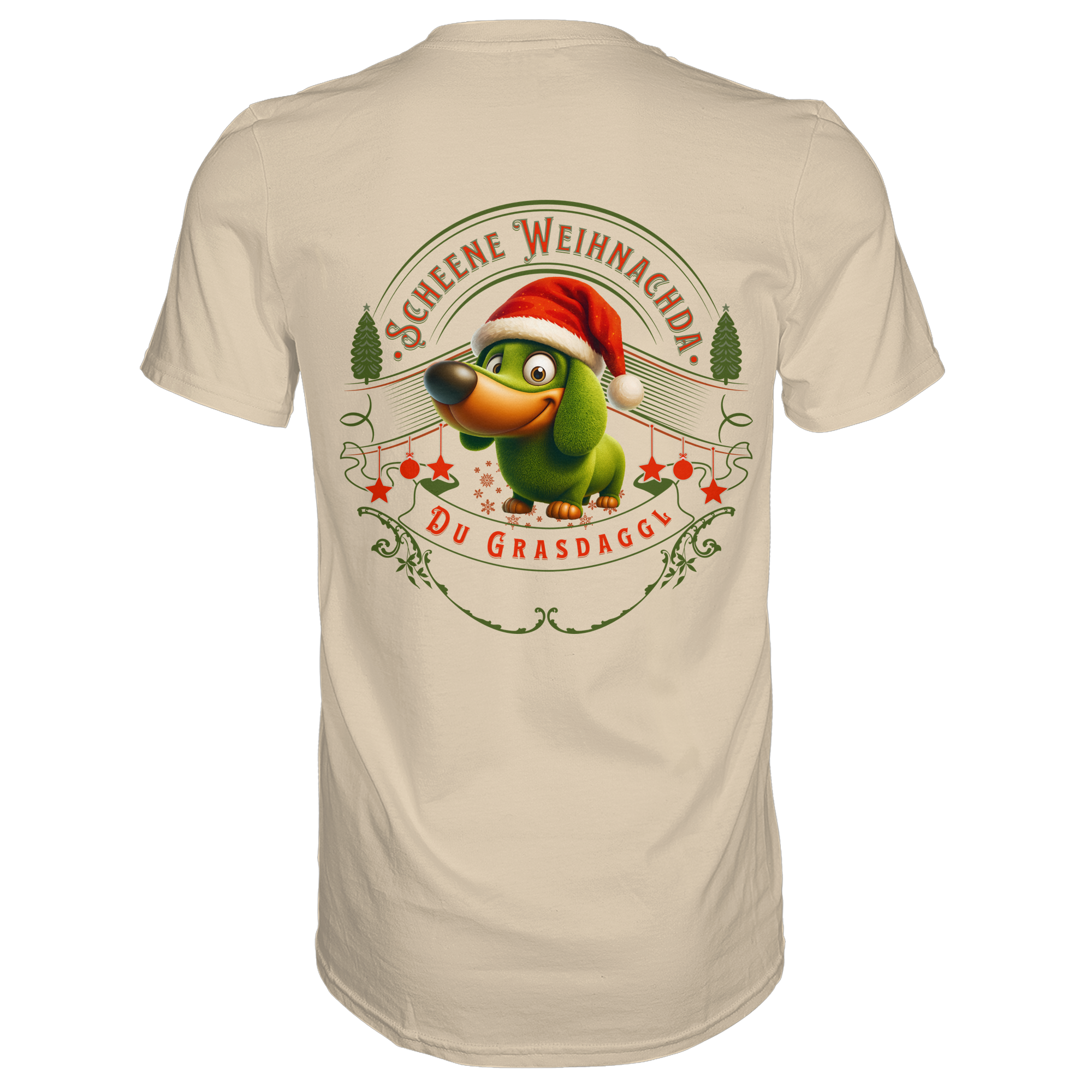 Fun-T-Shirt Motiv "Grasdaggl Weihnachda" (Druck hinten)