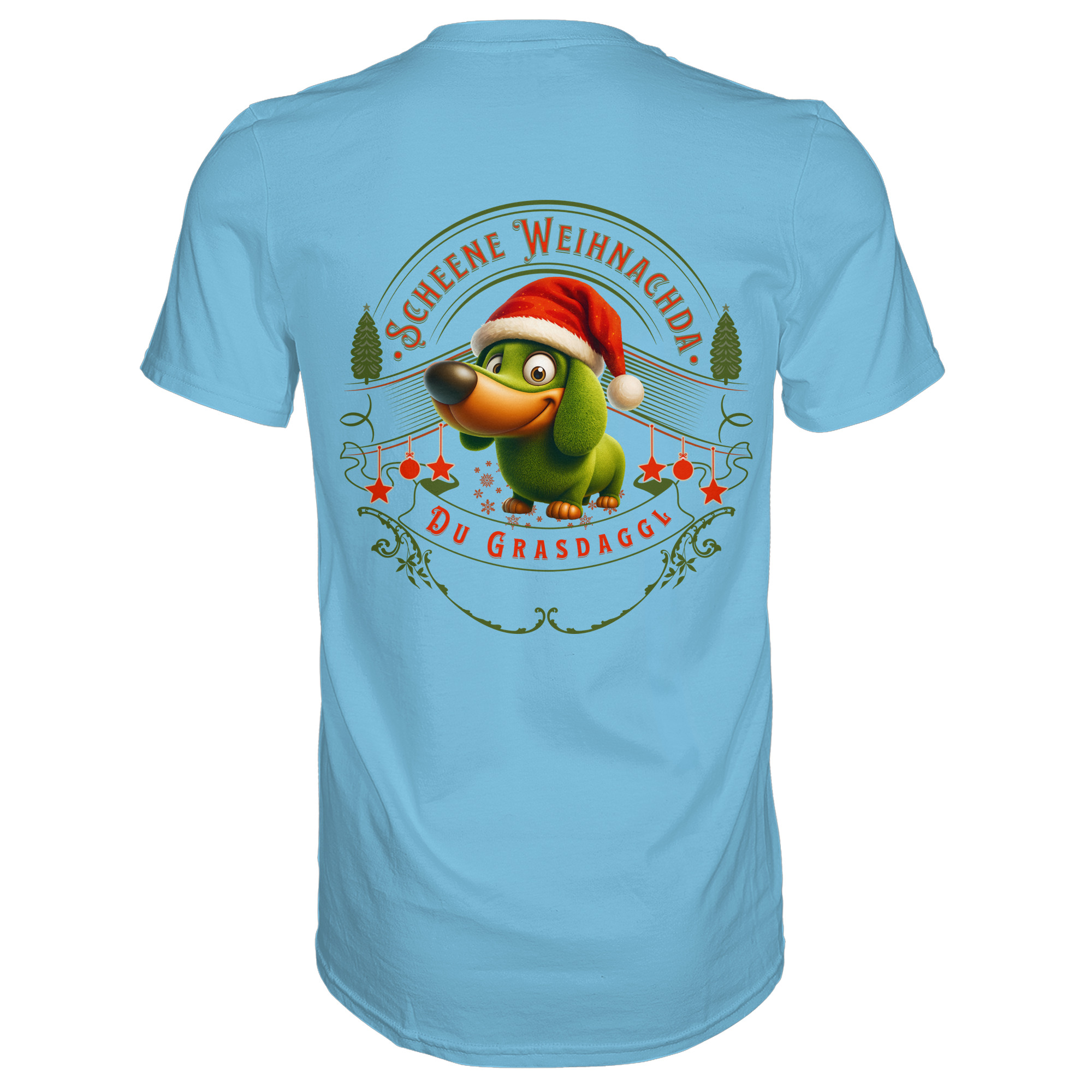 Fun-T-Shirt Motiv "Grasdaggl Weihnachda" (Druck hinten)