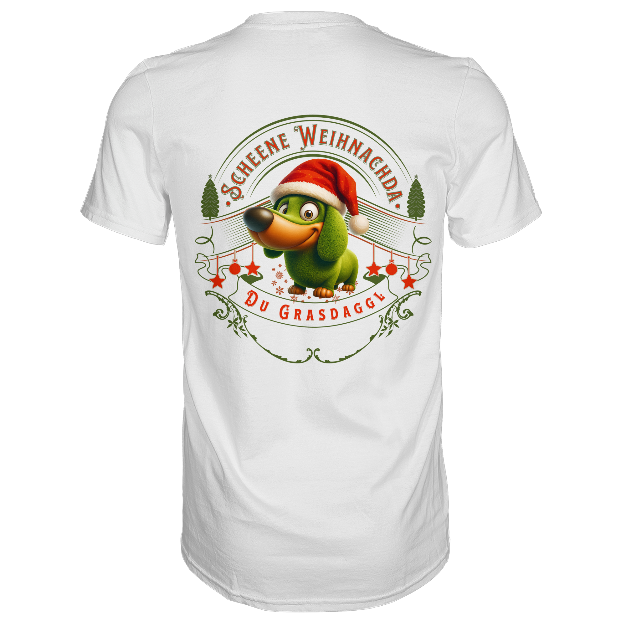 Fun-T-Shirt Motiv "Grasdaggl Weihnachda" (Druck hinten)