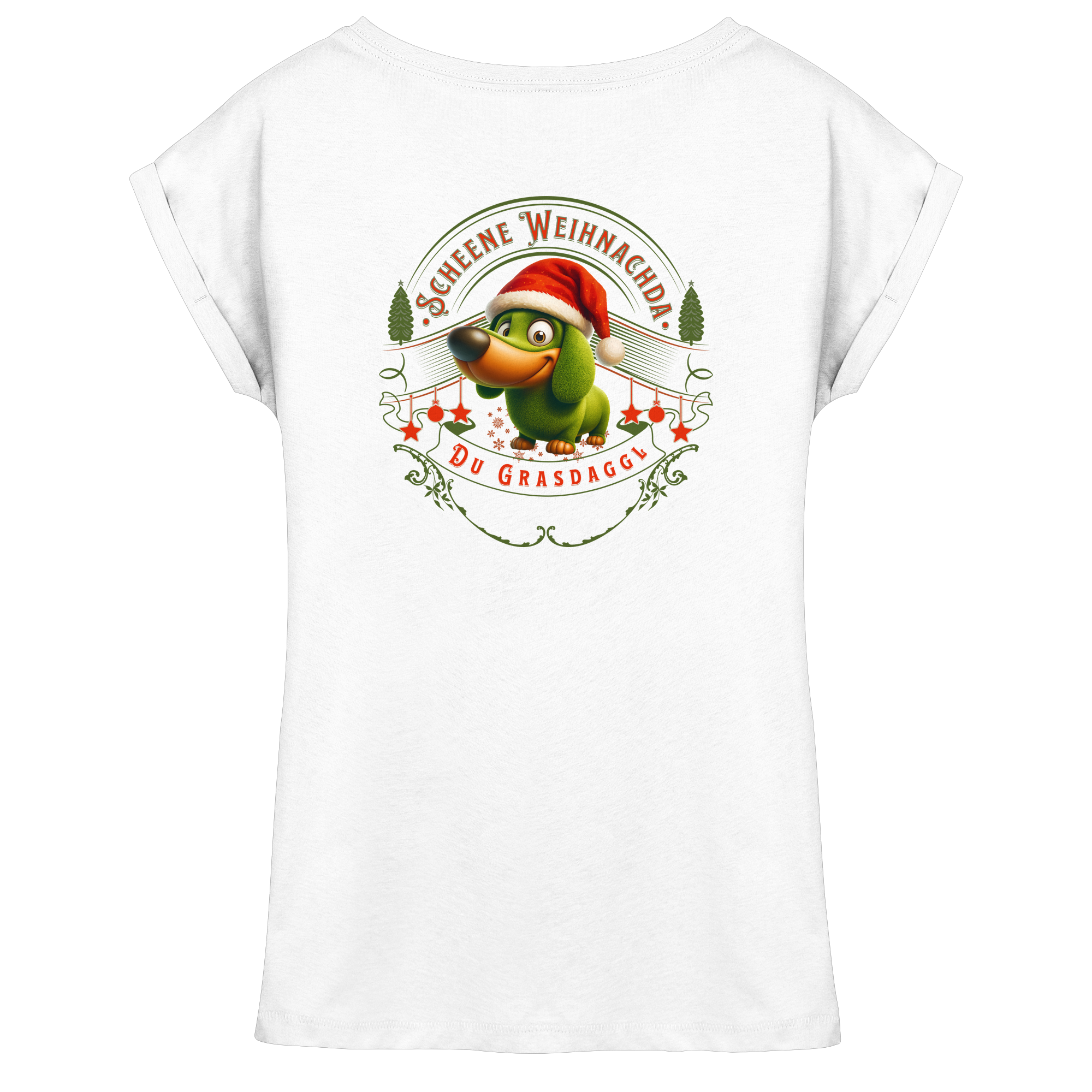 Fun-T-Shirt Motiv "Grasdaggl Weihnachda" (Druck hinten)