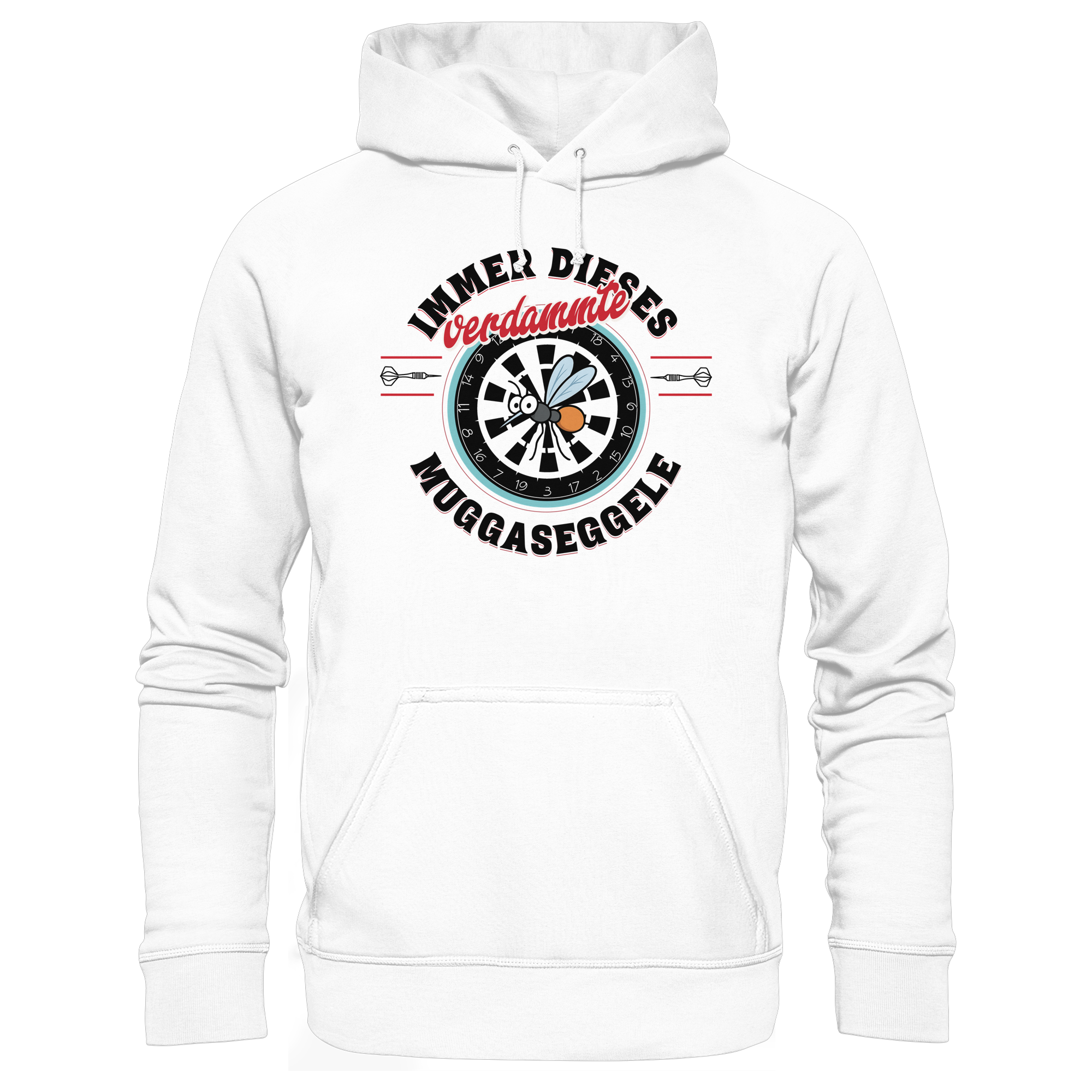 Darts-Hoodie Motiv "Muggaseggele" (Druck vorne)