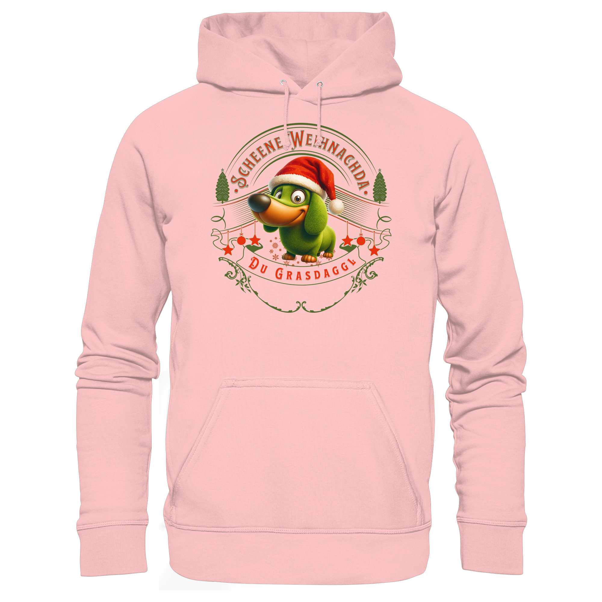 Fun-Hoodie Motiv "Grasdaggl Weihnachda" (Druck vorne)