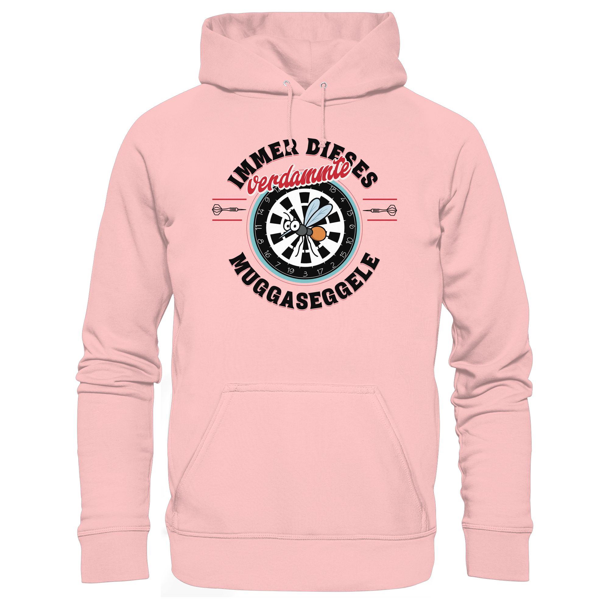 Darts-Hoodie Motiv "Muggaseggele" (Druck vorne)