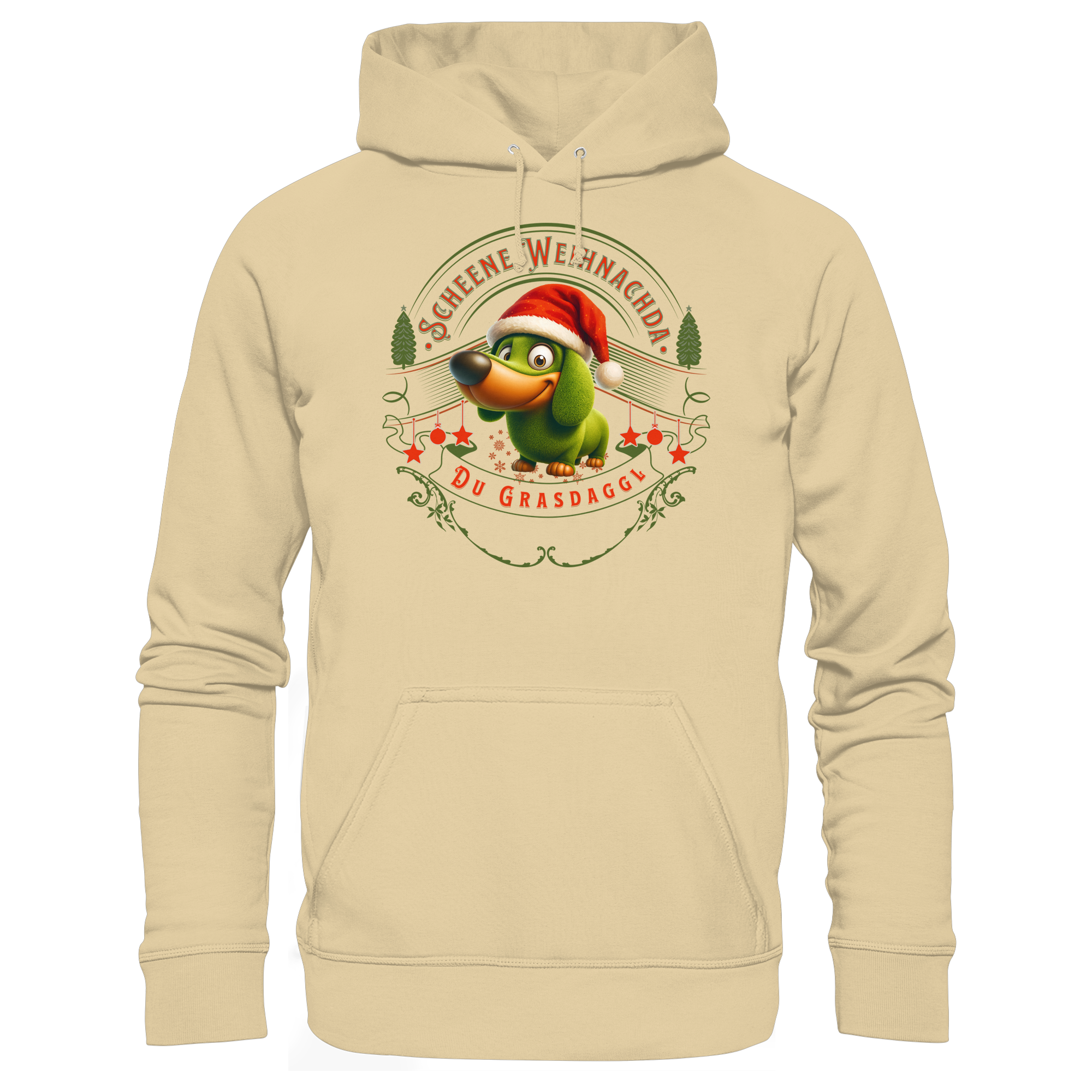 Fun-Hoodie Motiv "Grasdaggl Weihnachda" (Druck vorne)